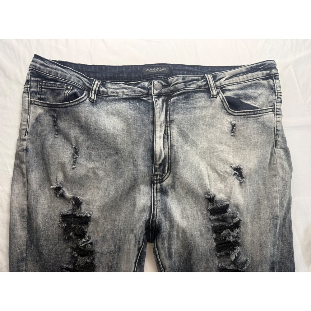 American Bazi Womens 3X Distressed Ombre Skinny Jeans High Rise Blue Grey - Picture 4 of 12